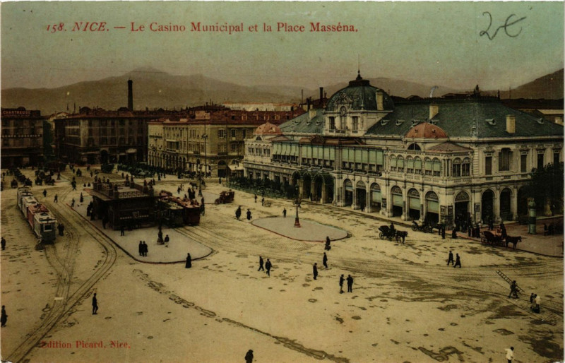 Carte postale ancienne Nice - Le Casino Municipal et la Place Masséna à Nice