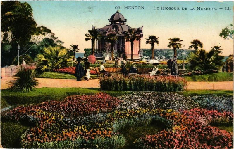 Carte postale ancienne Menton - La Kiosque de la Musique à Menton