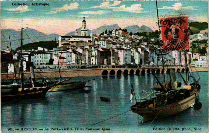 Carte postale ancienne Menton - Le Port Vieille Ville-Nouveau Quai à Menton