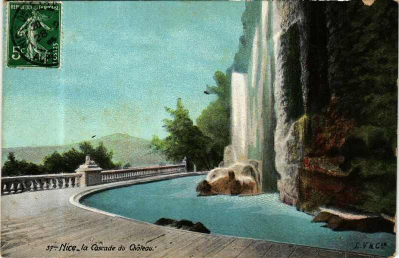 Carte postale ancienne Ed. Aqua 37 Nice a Cascadu Du Chateau à Nice