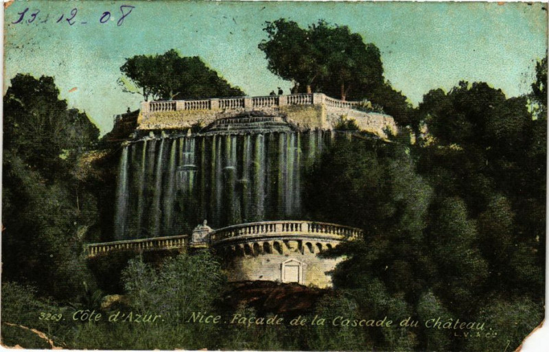 Carte postale ancienne Ed. Aqua 3269 Nice Facade de la Cascade du Chateau à Nice
