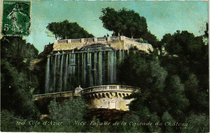 Carte postale ancienne Ed. Aqua 3269 Nice Facade de la Cascade du Chateau à Nice