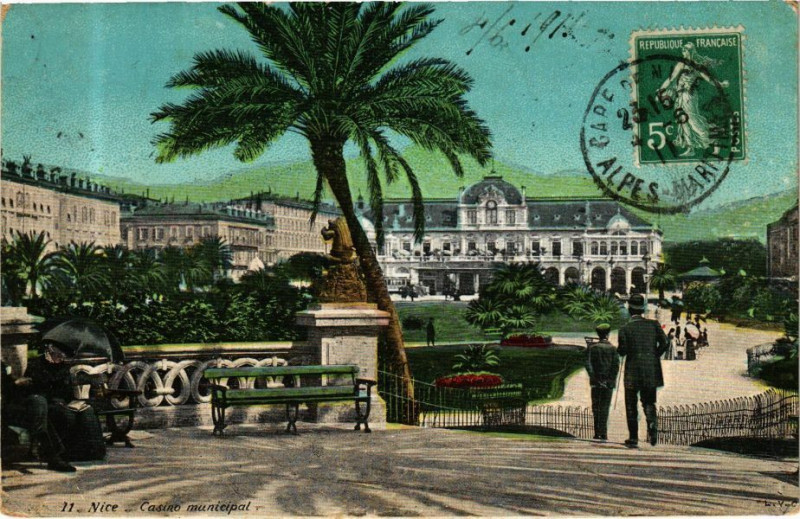 Carte postale ancienne Ed. Aqua 11 Nice Casino municipal à Nice
