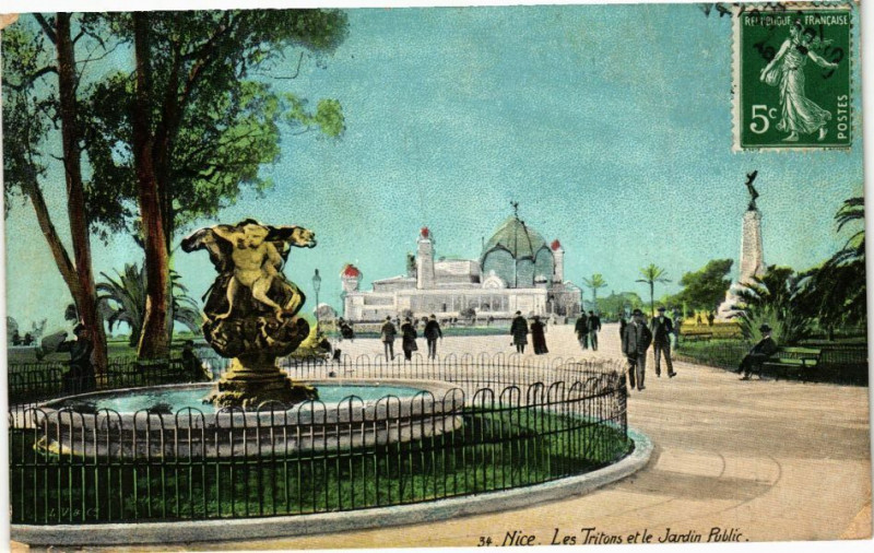 Carte postale ancienne Ed. Aqua 54 Nice Les Tritons et le Jardin Public à Nice