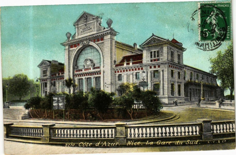 Carte postale ancienne Ed. Aqua 3270 Nice La Gare du Sud à Nice