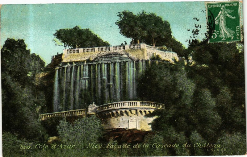 Carte postale ancienne Ed. Aqua 3269 Nice Facade de la Cascade du Chateau à Nice