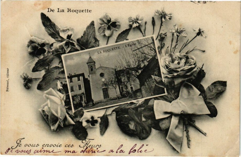 Carte postale ancienne La Roquette - L'Eglise
