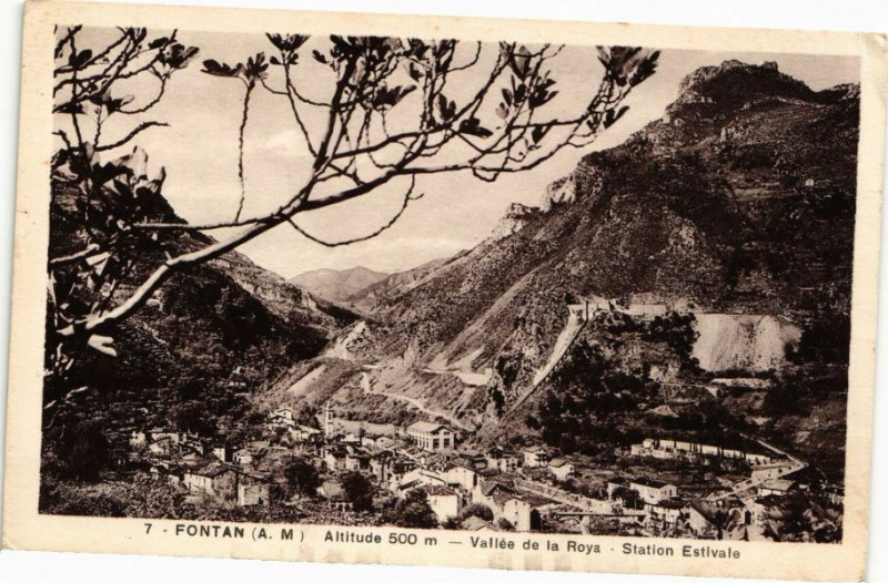 Carte postale ancienne Fontan - Vallée de la Roya - Station Estivale à Fontan