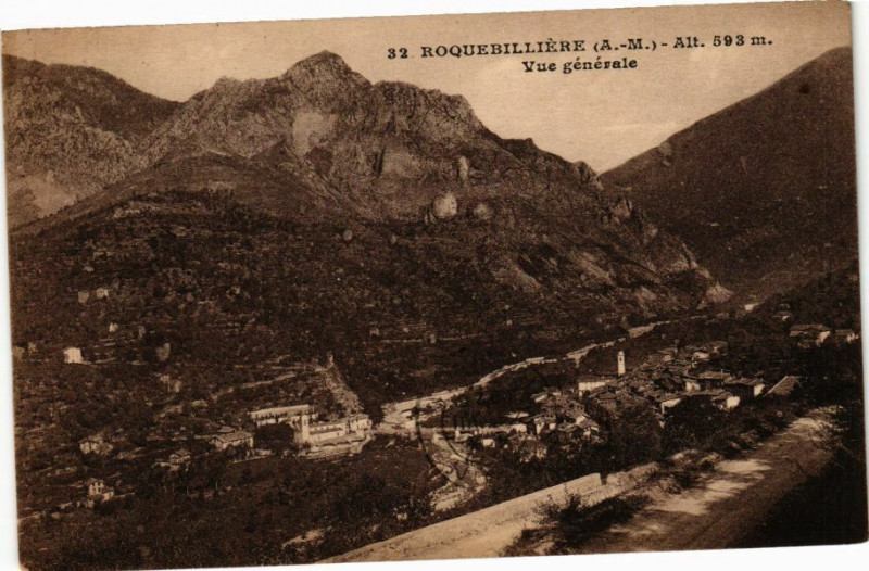 Carte postale ancienne Roquebilliere - Vue générale à Roquebillière
