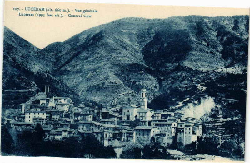 Carte postale ancienne Luceram - Vue générale à Lucéram