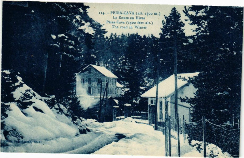 Carte postale ancienne Peira-Cava - La Route en Hiver
