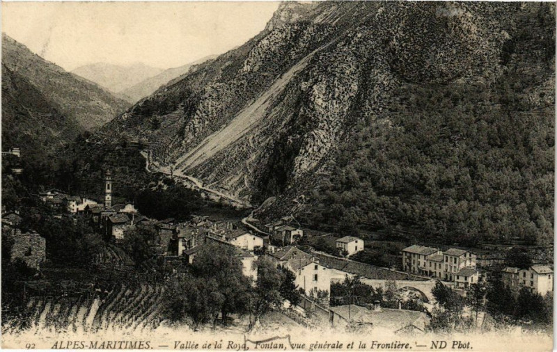 Carte postale ancienne Alpes-Martimes - Vallée de la Roya, Fontan, vue générale à Fontan