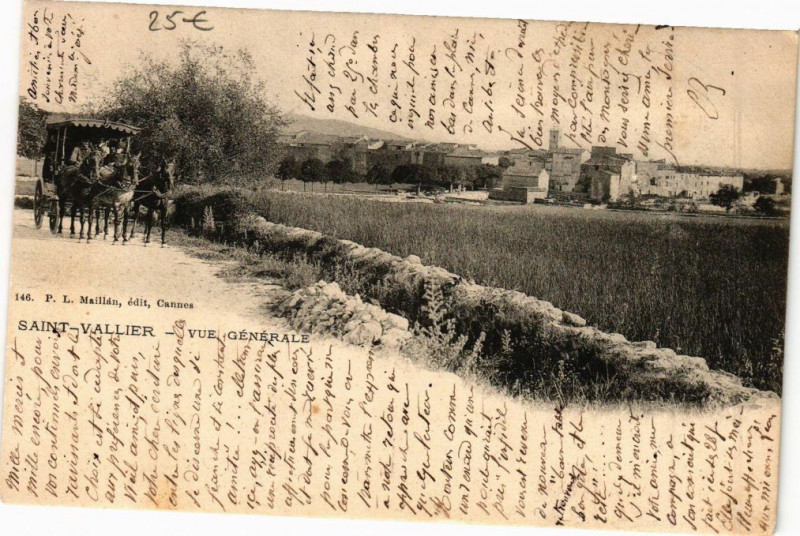 Carte postale ancienne Saint-Vallier -Vue générale