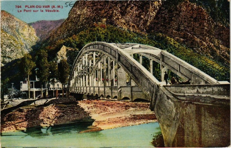 Carte postale ancienne Plan-du-Var -Le Pont sur la Vesubie