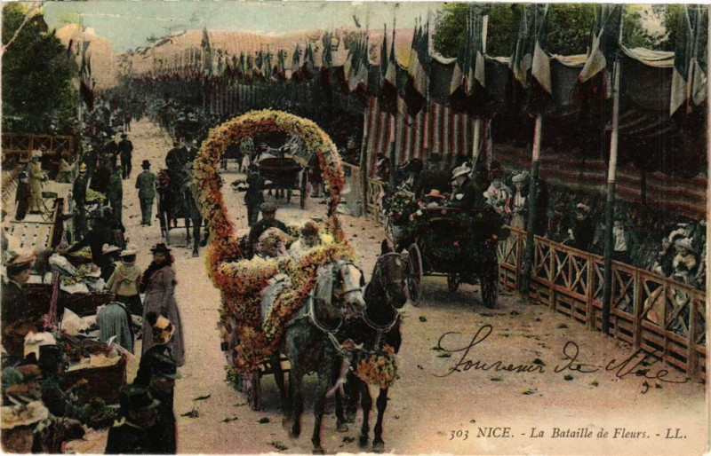 Carte postale ancienne Nice La Bataille de Fleurs à Nice