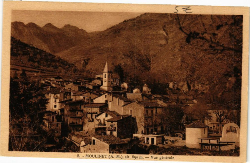 Carte postale ancienne Moulinet -Vue générale à Moulinet
