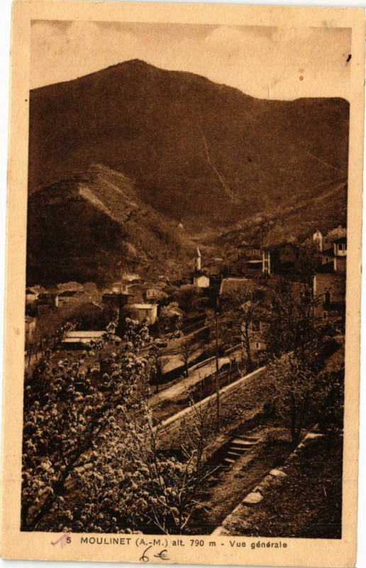 Carte postale ancienne Moulinet -Vue générale à Moulinet