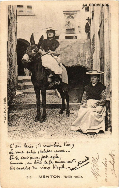 Carte postale ancienne Menton -Vieille ruelle à Menton