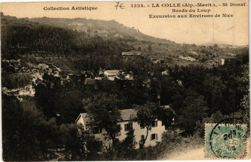 Carte postale ancienne La Colle-St Donat-Bords du Loup, Excursion aux Environs de Nice à Nice