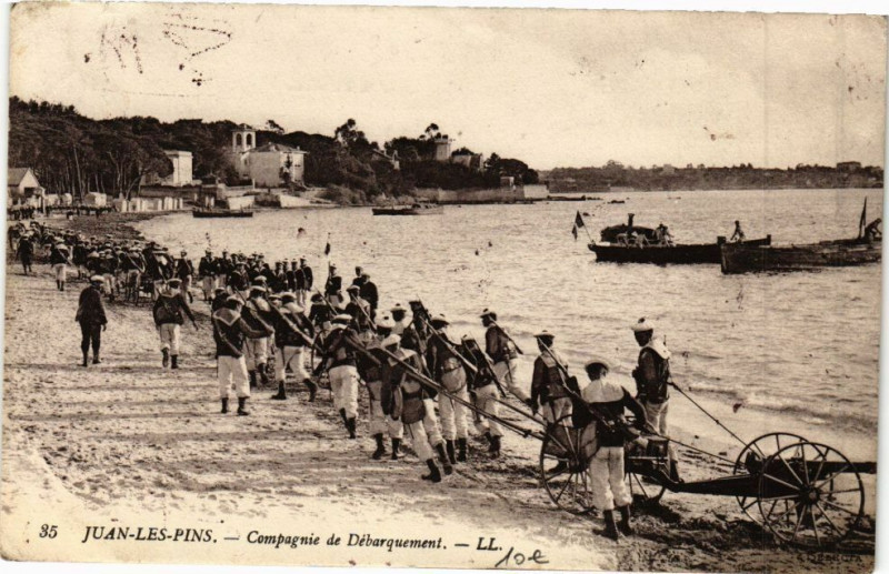 Carte postale ancienne Juan-les-Pins - Compagnie de Débarquement