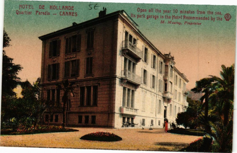 Carte postale ancienne Hotel de Hollande-Quartier Paradis- Cannes à Cannes