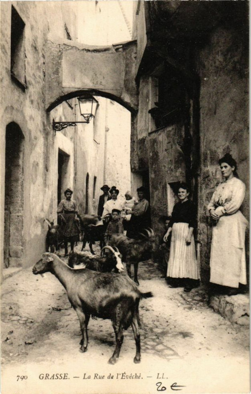 Carte postale ancienne Grasse -La Rue de l'Evéché à Grasse