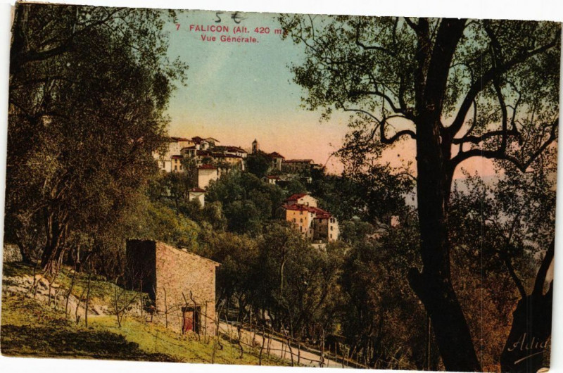Carte postale ancienne Falicon Vue générale à Falicon
