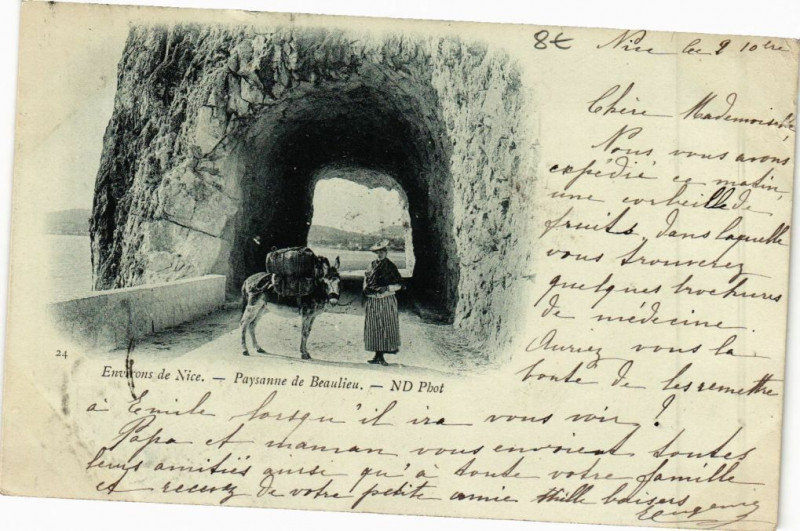 Carte postale ancienne Envrions de Nice Paysanne de Beaulieu à Nice