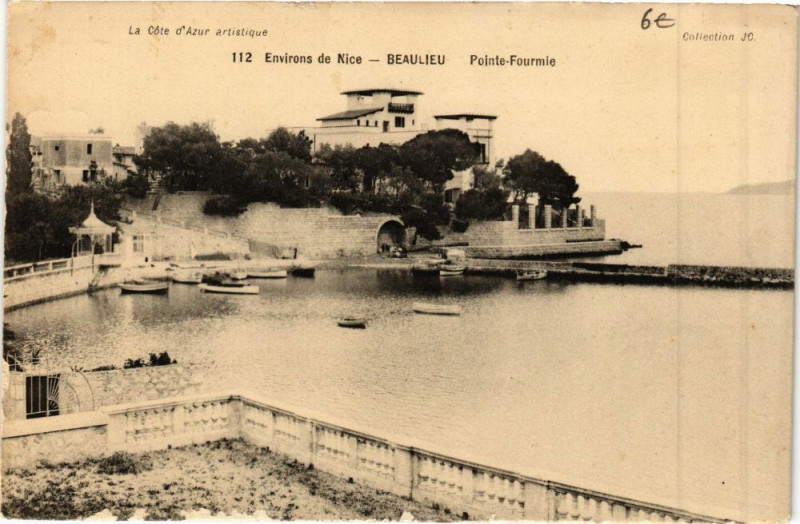 Carte postale ancienne Environs de Nice Beaulieu Pointe Fourmie à Nice
