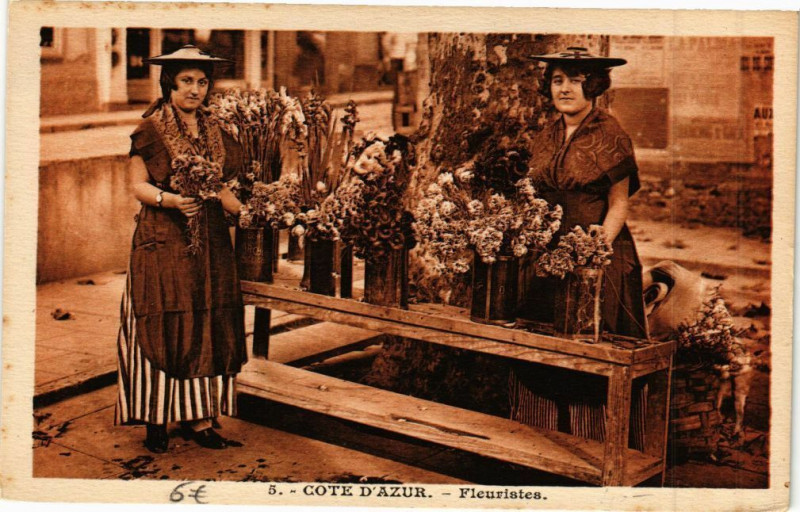 Carte postale ancienne Cote d'Azur -Fleuristes