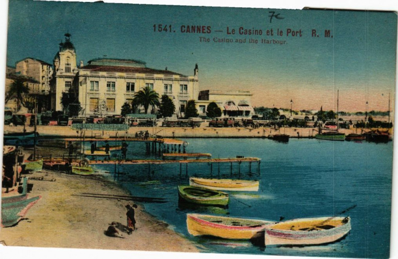 Carte postale ancienne Cannes Le Casino et le Port à Cannes