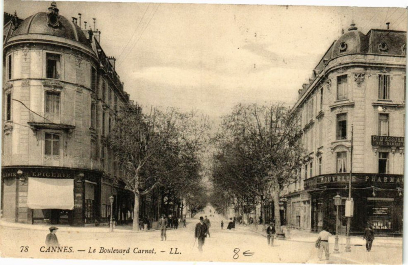 Carte postale ancienne Cannes Le Boulevard Carnot à Cannes