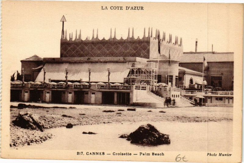Carte postale ancienne Cannes Croisette-Palm Beach à Cannes
