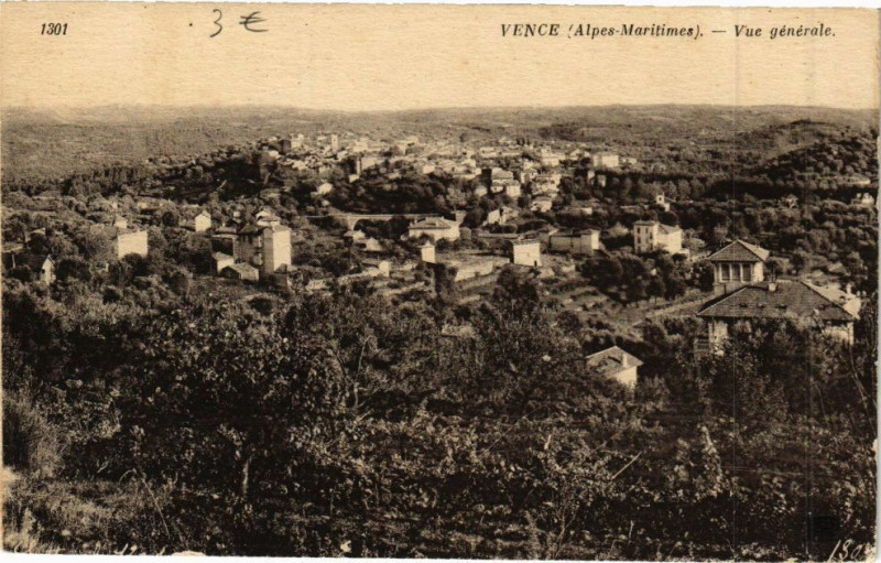 Carte postale ancienne Vence - Vue générale à Vence