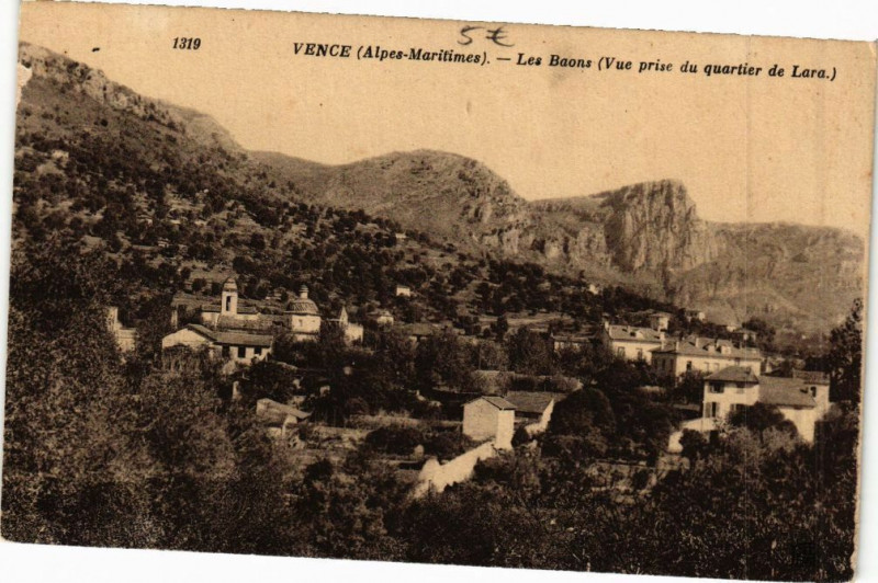 Carte postale ancienne Vence - Les Baons (Vue prise du quartier de Lara) à Vence