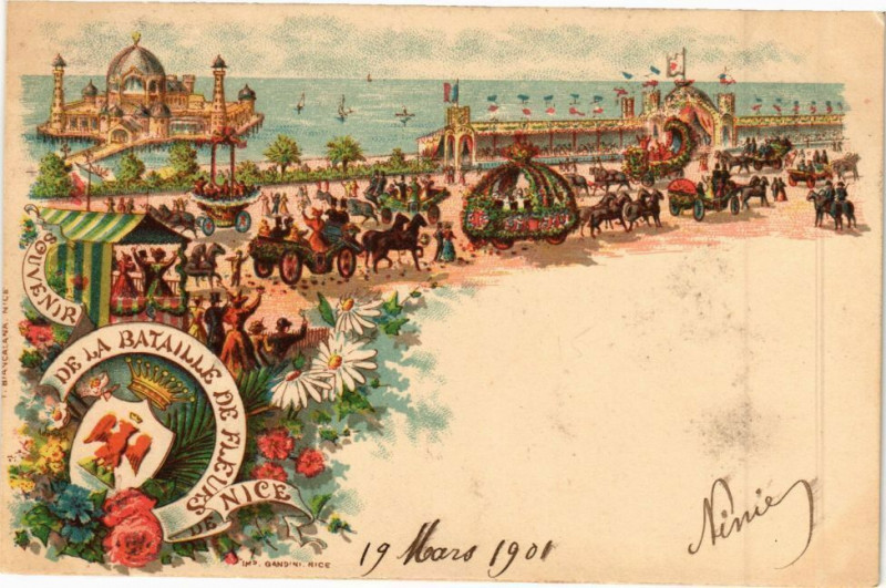 Carte postale ancienne Souvenir - De la bataille de fleurs
