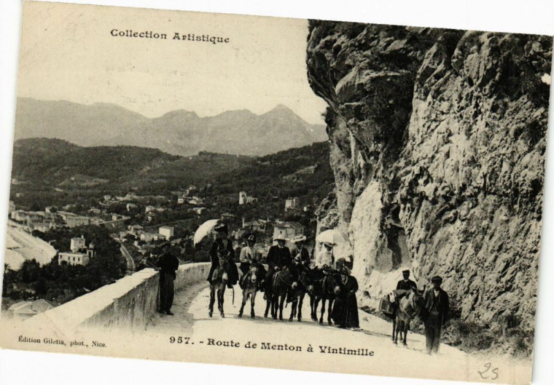 Carte postale ancienne Route de Menton a Vintimille à Menton