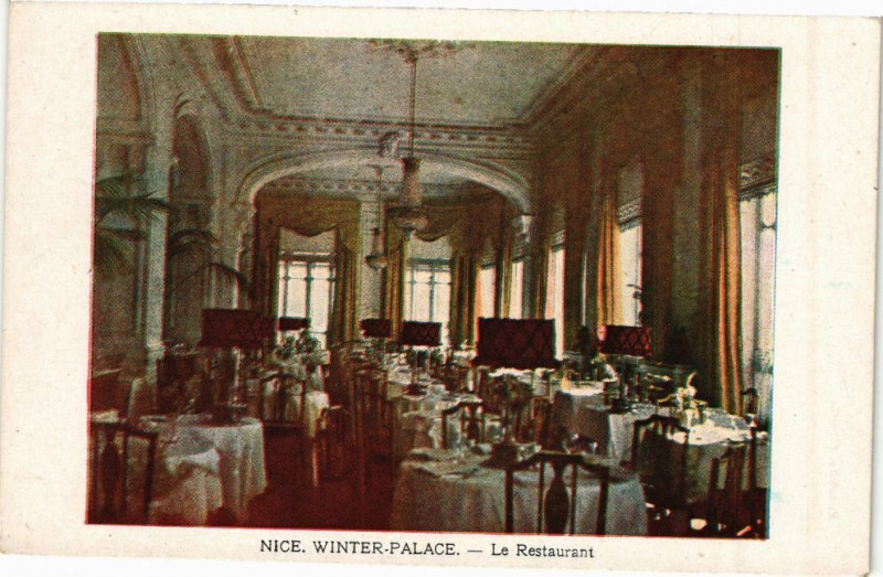 Carte postale ancienne Nice Winter - Palace - La restaurtant à Nice