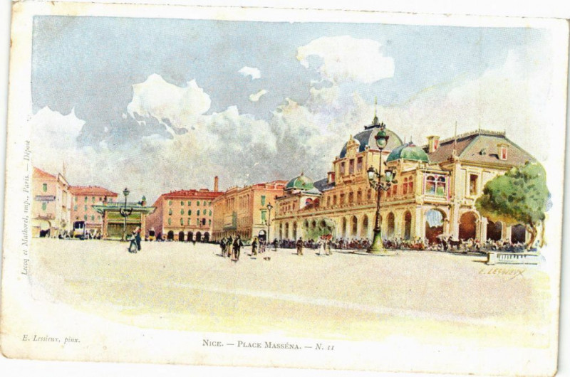 Carte postale ancienne Nice - Place massena à Nice
