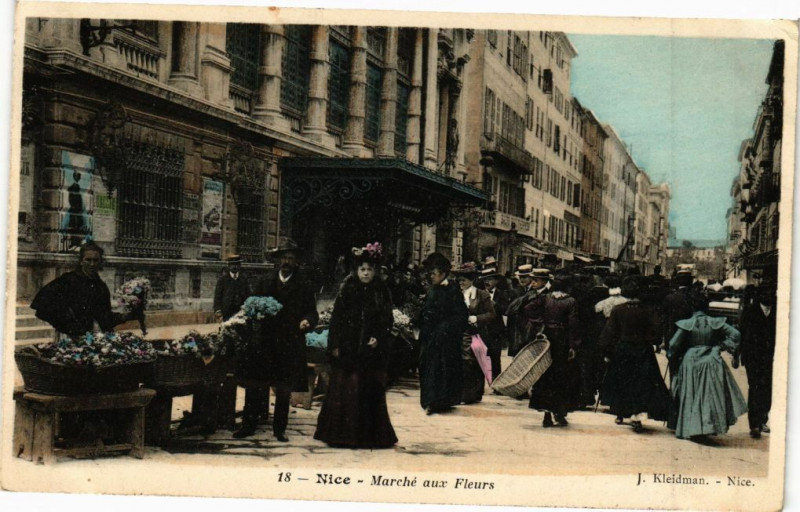 Carte postale ancienne Nice - Marche aux fleurs à Nice