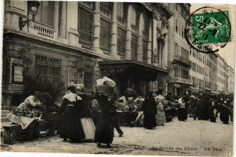 Carte postale ancienne Nice - Le marche aux fleurs à Nice