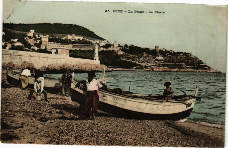 Carte postale ancienne Nice - lA Plage - lA Phare à Nice