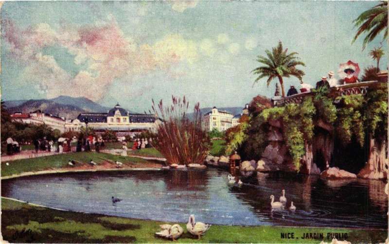 Carte postale ancienne Nice - Jardin public à Nice