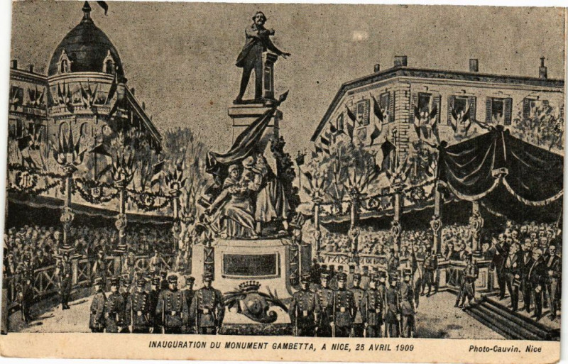 Carte postale ancienne Nice - Inaugration du monument gambetta à Nice