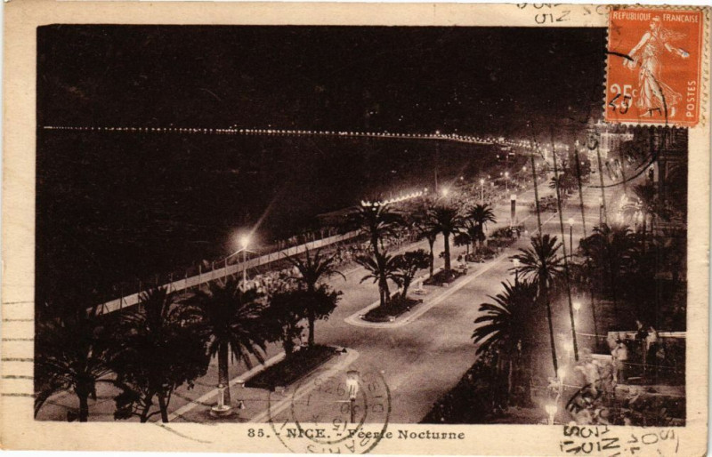 Carte postale ancienne Nice - Feeme nocturne à Nice