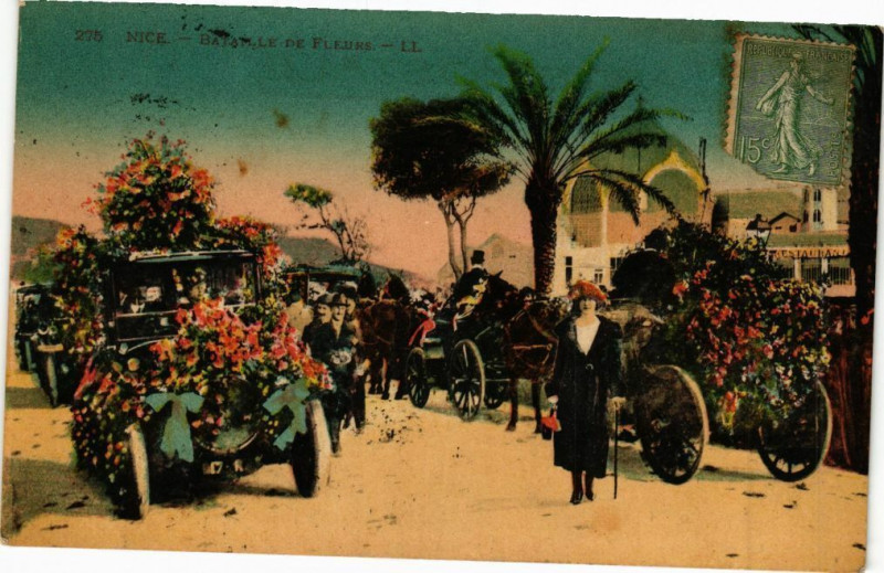 Carte postale ancienne Nice - Baille de fleurs à Nice