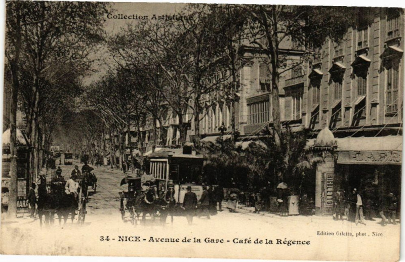 Carte postale ancienne Nice - Avenue de la gare à Nice