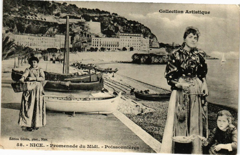 Carte postale ancienne Nice - Promenade du Midi - Poissonniéres à Nice
