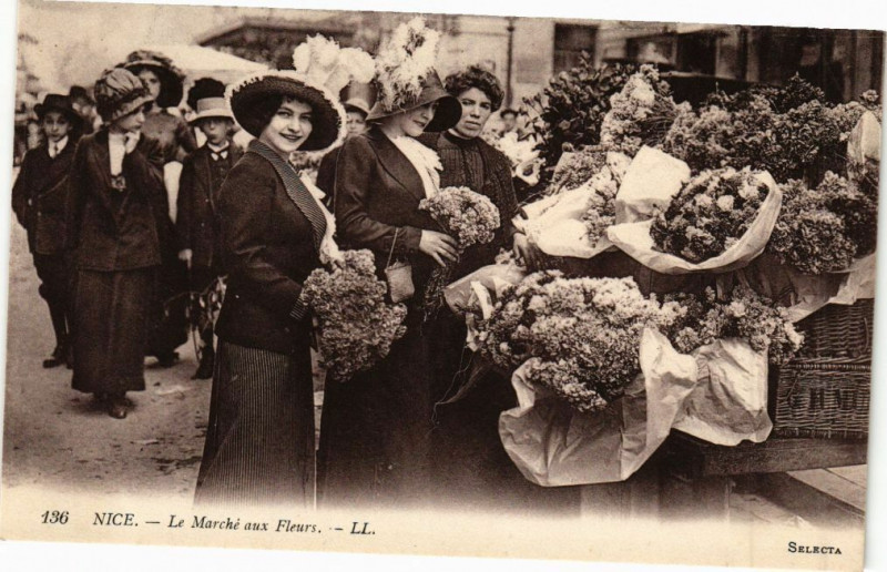 Carte postale ancienne Nice - Le Marché aux Fleurs à Nice