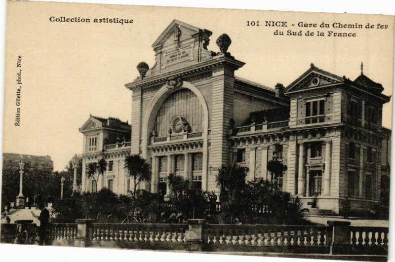 Carte postale ancienne Nice - Gare du Chemin de fer du Sud de la France à Nice